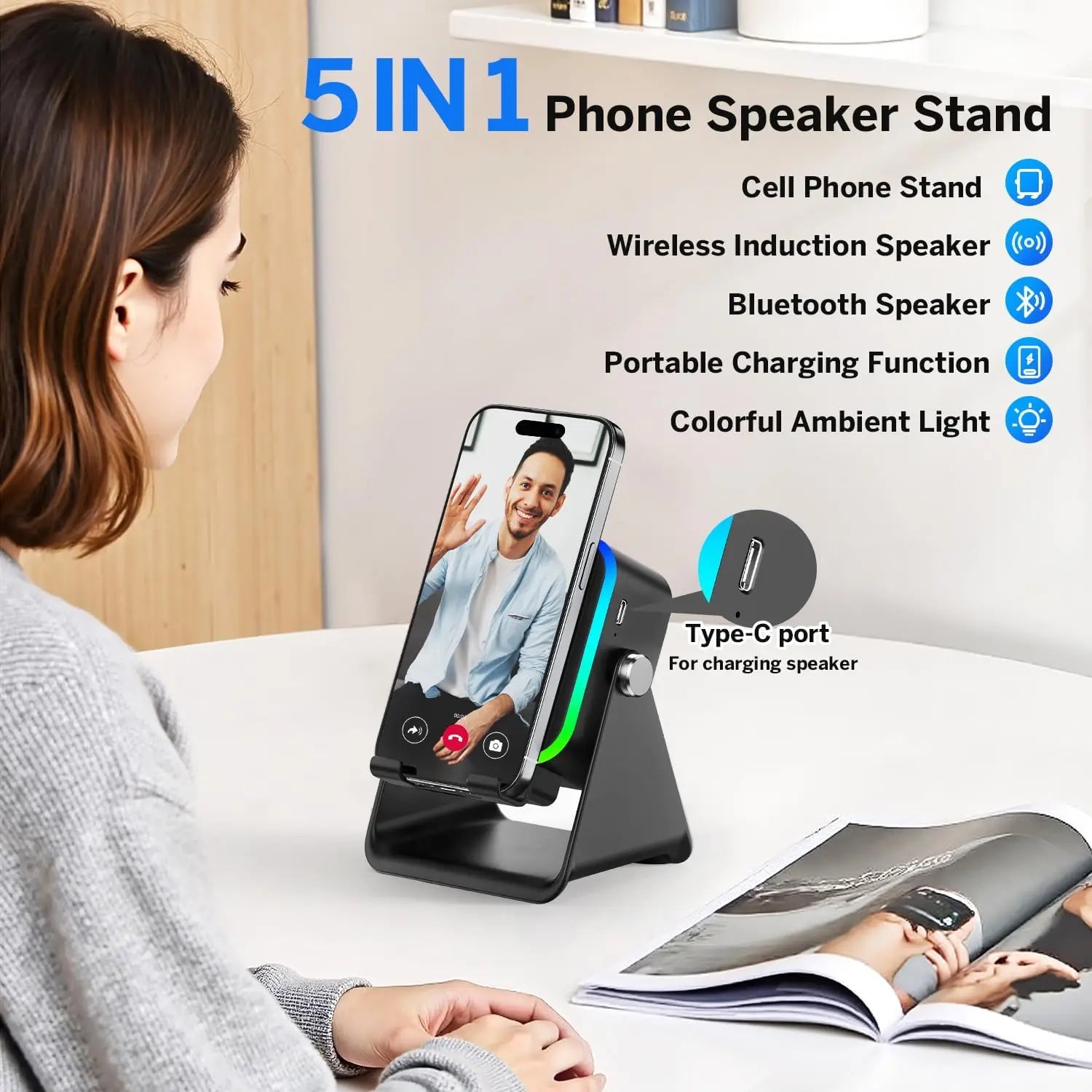 SoundBoost™ RGB Phone Amplifier Stand